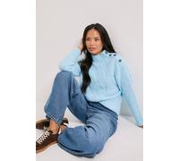 Dorothy Perkins Pale Blue Cable Button Detail Jumper blue L