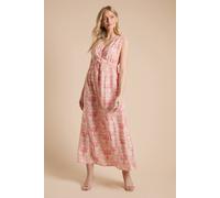 Dorothy Perkins Palm Printed Side Tie V Neck Maxi Dress In Cream cream