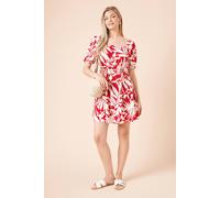 Dorothy Perkins Women's Palm Puff Sleeve Ruched Bust Jersey Mini Dress in Orange | Size: 14 Dorothy Perkins Orange 14