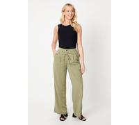 Dorothy Perkins Paperbag Elasticated Waist Trouser In Khaki khaki 6