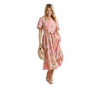 Dorothy Perkins Patchwork Floral Belted Puff Sleeve Shirt Dress, 10, Pink