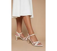 Dorothy Perkins Women's Peppa Faux Leather Strappy 2 Part Heeled Sandals in White | Size: 6 Dorothy Perkins White 6