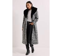 Petite Animal Printed Belted Coat Dorothy Perkins Grey 18