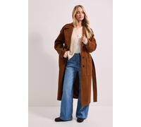 Dorothy Perkins Petite Belted Longline Coat In Chocolate chocolate 18