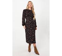 Dorothy Perkins Petite Berry Ditsy Frill Shoulder Midi Dress In Floral floral 16