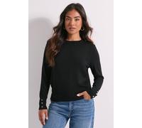 Dorothy Perkins Petite Black Crew Neck Button Cuff Jumper black L