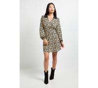 Dorothy Perkins Petite Black Daisy Lace Collar Detail Wrap Printed Mini Dress black 14