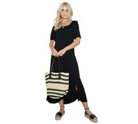 Dorothy Perkins Womens Skater Dress Black Viscose Frill Neck Midi