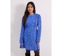 DOROTHY PERKINS Petite Blue Animal Lace Trim Detail Tie Back Printed Mini Dress 18