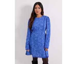 DOROTHY PERKINS Petite Blue Animal Lace Trim Detail Tie Back Printed Mini Dress 18