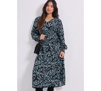 DOROTHY PERKINS Petite Blue Animal V Neck Button Front Detail Printed Midi Dress 8