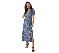 Dorothy Perkins Women's Petite Blue Floral V Neck Jersey Midi Dress | Size: 8
