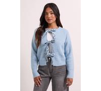 Dorothy Perkins Petite Blue Leopard Bow Detail Cardigan In True Blue true blue S