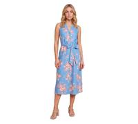 Dorothy Perkins Petite Button Down Belted Printed Midi Dress, 16, Blue