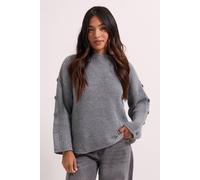 Dorothy Perkins Petite Button Overarm Jumper In Slate Grey slate grey M