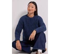 Dorothy Perkins Women's Petite Cable Pointelle Crew Neck Jumper in Navy | Size: Large Dorothy Perkins Navy L
