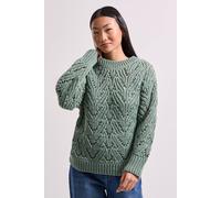 Dorothy Perkins Petite Cable Pointelle Crew Neck Jumper In Sage sage