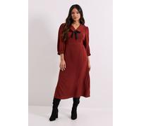 Dorothy Perkins Women's Petite Collar Detail Bow Front Midi Dress in Rust | Size: 10 Dorothy Perkins Rust 10