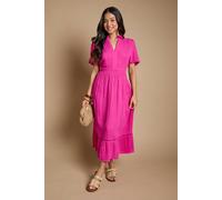 Dorothy Perkins Women's Petite Collar Detail Short Sleeve Maxi Dress in Pink | Size: 12