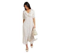 Dorothy Perkins Women's Petite Cream Ditsy Frill Neck Puff Sleeve Maxi Dress in Floral | Size: 6 Dorothy Perkins Floral 6