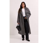 Dorothy Perkins Petite Cuff Detail Buttoned Longline Coat In Grey grey 8