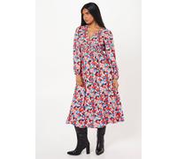 Dorothy Perkins Petite Ditsy Floral V Neck Shirred Waist Midi Dress floral 10