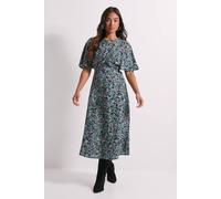 Dorothy Perkins Petite Ditsy Twist Front Angel Sleeve Midi Dress In Floral floral 10