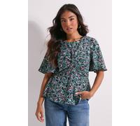 Dorothy Perkins Petite Ditsy Twist Front Angel Sleeve Top In Floral floral 12