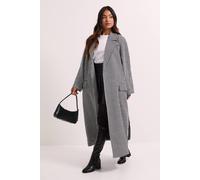 Dorothy Perkins Petite Dogtooth Midi Blazer Coat In Mono mono 14