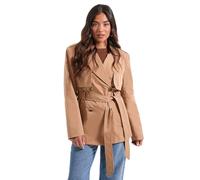 Dorothy Perkins Women's Petite Double Breasted Belted Trench Coat in Camel | Size: 10 Dorothy Perkins Camel 10