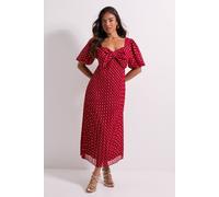 Petite DP Luxe Bow Front Puff Sleeve Metallic Midaxi Dress Dorothy Perkins Red 10