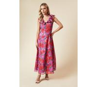 Dorothy Perkins Petite Dp Luxe Printed Jacquard Chiffon Ruffle Front Sleeveless Midi Dress In Floral floral 8