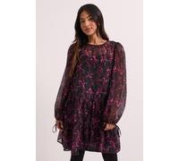 Dorothy Perkins Petite Dp Luxe Printed Organza Blouson Sleeve Mini Dress In Pink pink 16