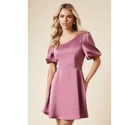 Dorothy Perkins Petite Dp Luxe Square Neck Puff Sleeve Mini Dress In Rose rose 12