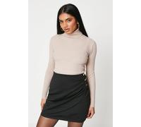 Dorothy Perkins Petite Drape Button Side Ponte Mini Skirt In Black black XS