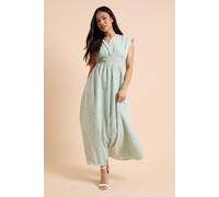 Dorothy Perkins Petite Drawstring Shirred Bodice Midi Dress In Sage sage