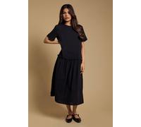 Dorothy Perkins Women's Petite Dropped Waist T-Shirt Midi Dress in Black | Size: 6 Dorothy Perkins Black 6