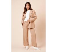 Dorothy Perkins Petite Elasticated Waist Wide Leg Stripe Trouser In Camel camel 14