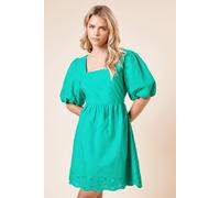 Dorothy Perkins Women's Petite Embroidered Square Neck Mini dress in Green | Size: 12 Dorothy Perkins Green 12