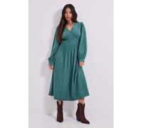Dorothy Perkins Women's Petite Empire Seam Detail Blouson Sleeve Midi Dress in Green | Size: 14 Dorothy Perkins Green 14