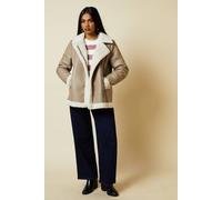Petite Faux Leather Longline Aviator Jacket Dorothy Perkins Taupe 8