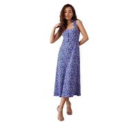 Dorothy Perkins Petite Floral Button Front Tie Shoulder Jersey Midi Dress, 10, Lilac