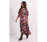 Dorothy Perkins Petite Floral Empire Seam Angel Sleeve Midaxi Dress floral 6
