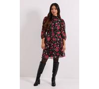 Dorothy Perkins Petite Floral Frill Neck Tiered Skirt Printed Mini Dress floral 16