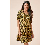 Dorothy Perkins Petite Floral Pleat Front Short Sleeve Jersey Mini Dress floral 8