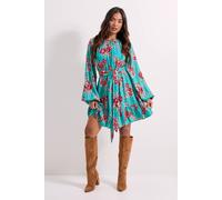 Dorothy Perkins Petite Floral Printed Blouson Sleeve Mini Dress floral 8