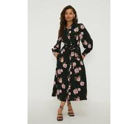 Dorothy Perkins Petite Floral Tie Waist Midi Shirt Dress floral 12