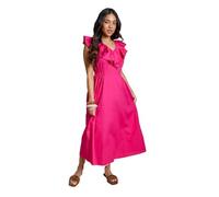 Dorothy Perkins Petite Frill Neckline Lace Detail Printed Midi Dress, 12, Pink