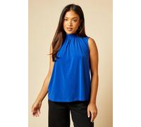 Dorothy Perkins Petite High Neck Tie Back Jersey Top In Cobalt cobalt 8