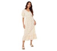 Dorothy Perkins Petite Ivory Ditsy Tiered Jersey Midi Dress, 10, Ivory